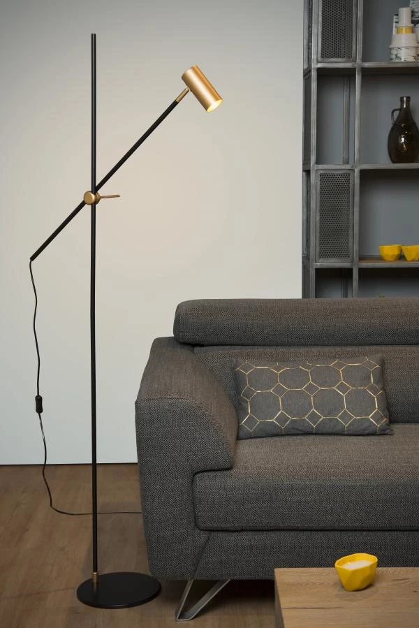 Lucide PHILINE - Stehlampe Mit Leselampe - 1xGU10 - Schwarz - Ambiente 1